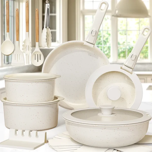 21 Piece Pots and Pans Set Non-Stick, Astercook Ceramic Cookware