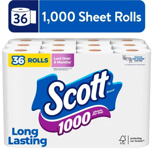 Scott 1000 Toilet Paper, 36 Rolls
