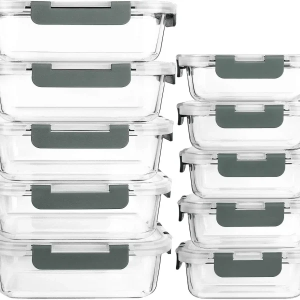 [10-Pack] Glass Meal Prep Containers W/ Lids
