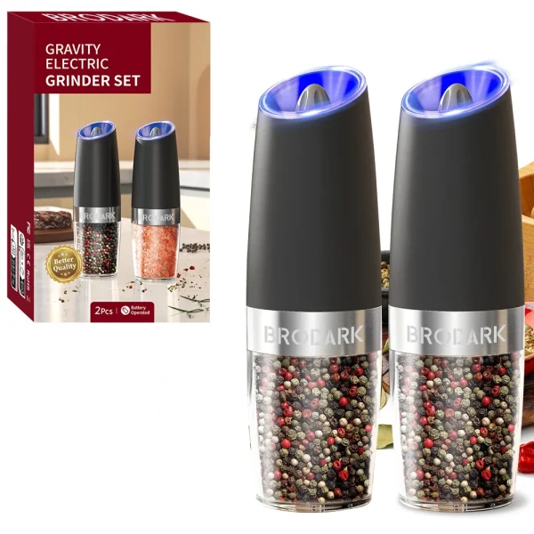 1/2pcs Gravity Electric Salt And Pepper Grinder Set