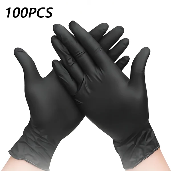 100Pack Black Disposable Nitrile Gloves